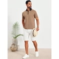 thumbnail image 5 of DARING DIVA Men's Zipper Closure Colorblock Short Sleeve Basic Polo Shirt 2XL Khaki, 5 of 7