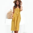 thumbnail image 5 of Vestidos de verano para mujer Vestido midi casual con tirantes finos y botones florales con bolsillos amarillo XL Sailing Electrónica, 5 of 5