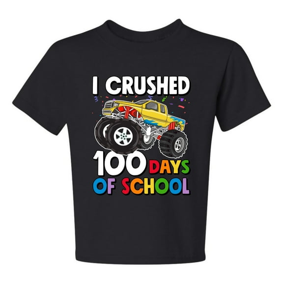 Wild Bobby I Crushed 100 Days of School Monster Truck, 100 Days of School 2024 2025 Design for Kids Youth Boys Girls School Unisex Boys Girls Graphic Youth T-Shirt