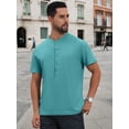 thumbnail image 4 of DARING DIVA Men's Henley Breathable Short Sleeve Button Down T-Shirt M Light Blue, 4 of 7