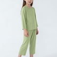 thumbnail image 2 of Auroural girls clothes size 10 Children's Solid Color Round Neck Long Sleeved Top Elastic Waist Pants Home Clothes Two-piece Set, 2 of 8