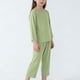 thumbnail image 2 of Top de Manga Larga Y Pantalones de Cintura Elásticos para Niños Color Sólido Cuello Redondo Home Wear, Mezcla de Algodón Suave Casual, 2 of 8
