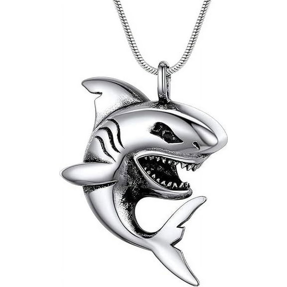 Sharks Cremation Jewelry Shark Urn Necklaces for Ashes for Women Men Memorial Human Ashes Pendant