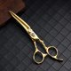 thumbnail image 2 of Tijeras para el cabello Tijeras de peluquería Tijeras afiladas para cortar el cabello Tijeras afiladas para peluquería y barbería Artesanía japonesa Acero inoxidable 440c Corte preciso Oro, 2 of 5