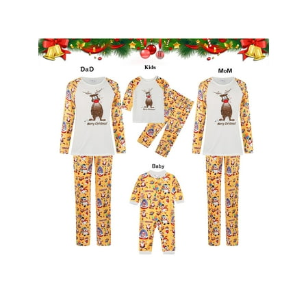 

Spring hue Christmas Family Matching Cartoon Print T-shirt+Trousers Pajamas
