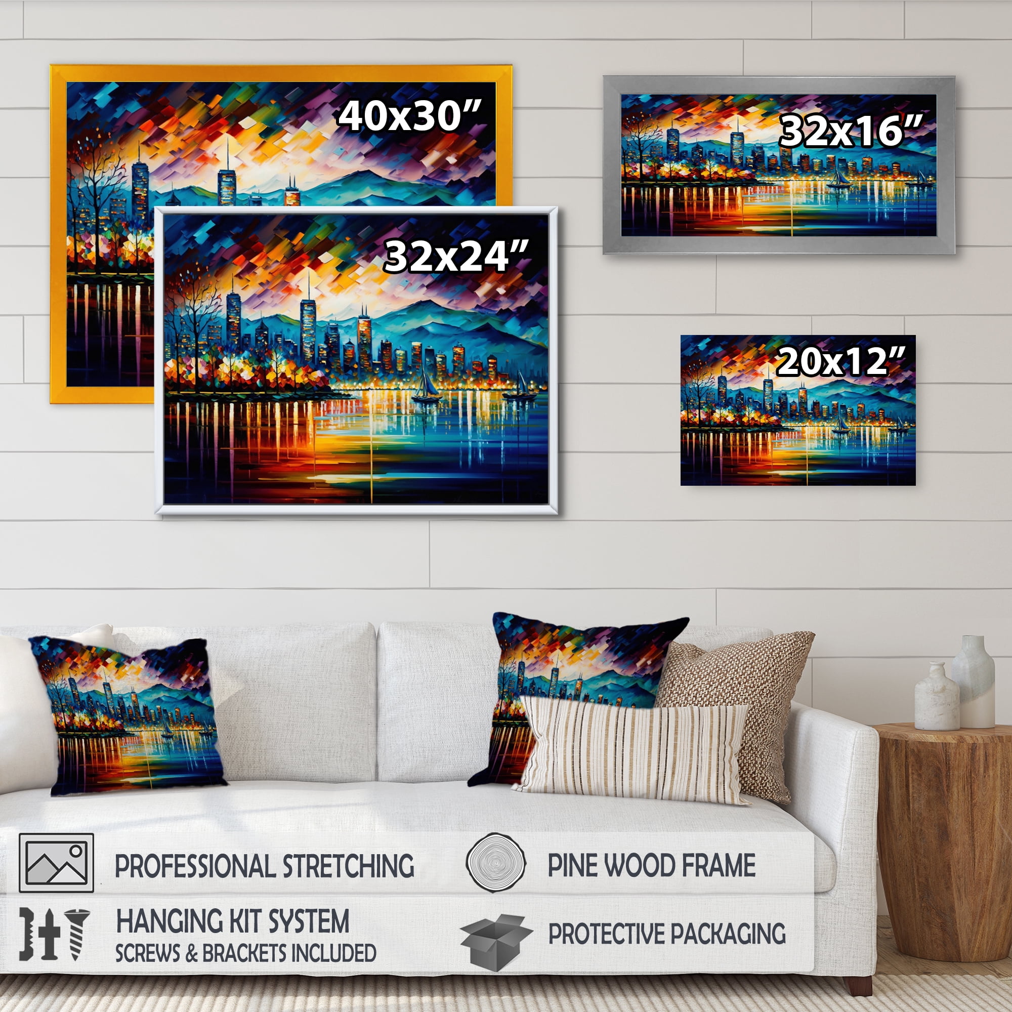 Designart Vancouver Skyline At Sunset I Canvas Wall Art
