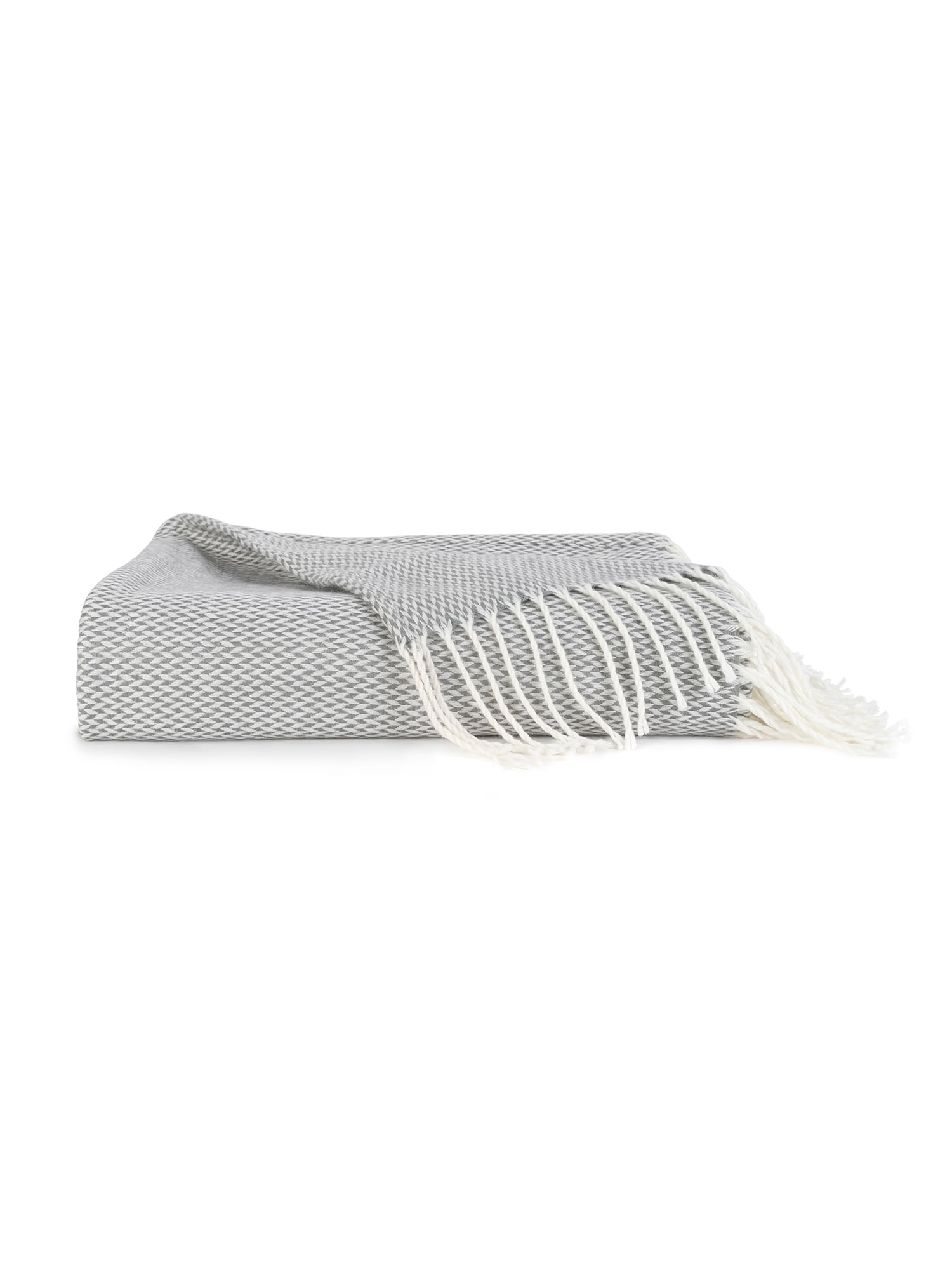 Comfort Canopy - Lightweight Gray Herringbone Throw Blanket with Fringed Edges
