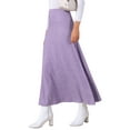 thumbnail image 4 of INSPIRE CHIC Women's Skirt High Waist Stretch Solid Lightweight  Flowy Flare Casual Maxi Skirts XL Purple, 4 of 6
