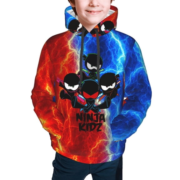 Ninja Kidz Hoodies Pullover For Boys Girls 3d Printed Hooded Sweatshirt Long Sleeves Small