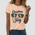 thumbnail image 6 of Drie Western Shirts Casual Tee for Women 2025 Summer T Shirt Short Sleeve Crewneck Tops Cute Graphic Christmas Shirts for Girls Light Yellow,M, 6 of 6