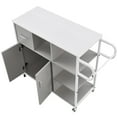 thumbnail image 3 of Resenkos 3-shelf Kitchen Island Cart with Drawer and 2 Door Cabinet, Utility Storage Trolley Grey, 3 of 8
