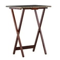 thumbnail image 2 of Linon Home Decor Tray Table Set, Faux Marble, Brown, 2 of 5
