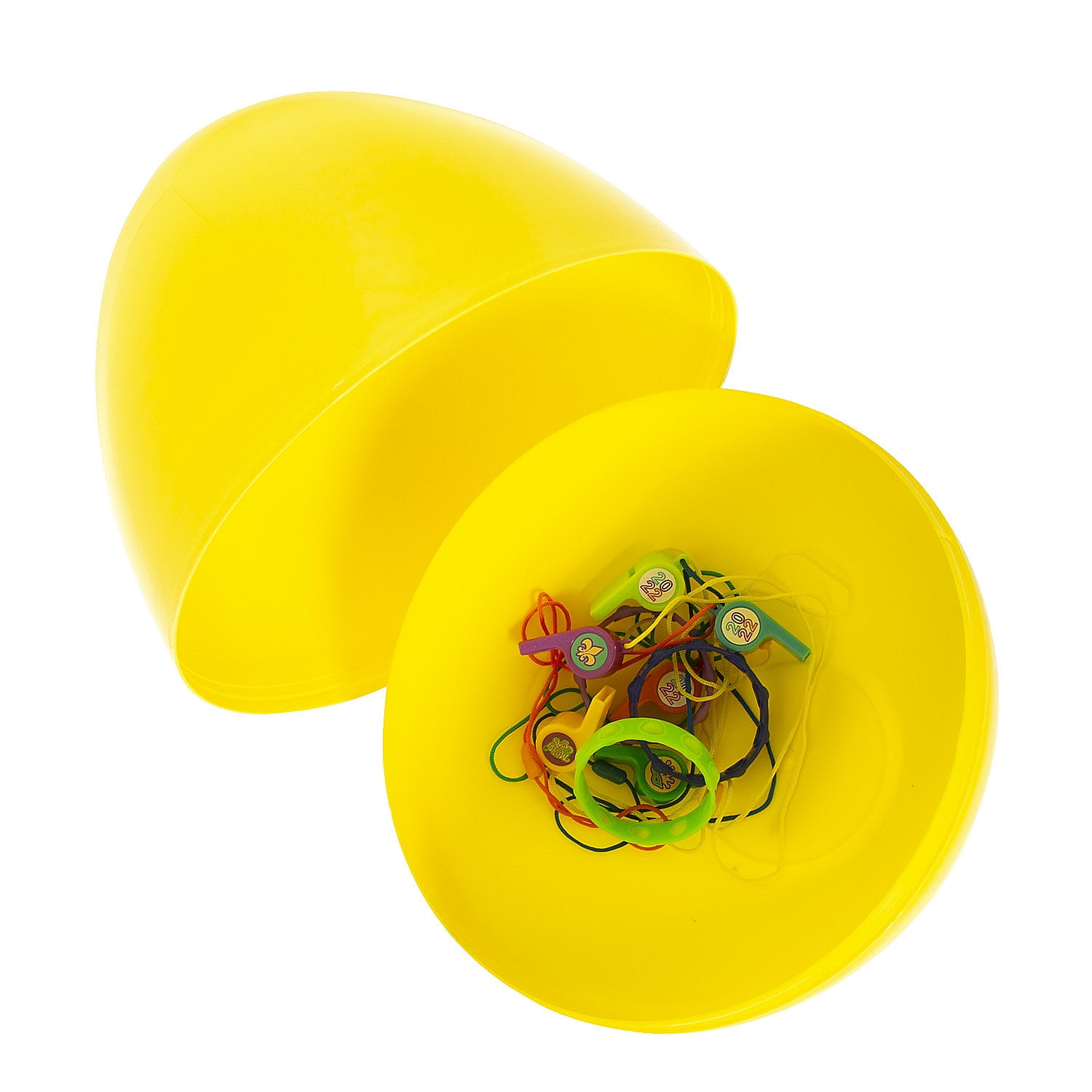 Fun Express 6 Pieces 14" Fillable Yellow Plastic Easter Eggs, Party Supplies, Easter