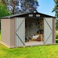thumbnail image 2 of Sunmthink 7.6 x 9.7 FT Outdoor Storage Shed with Base Frame, Metal Shed with Lockable Door, Tool Shed for Garden, Backyard, Patio, Lawn(Floor included), 2 of 11