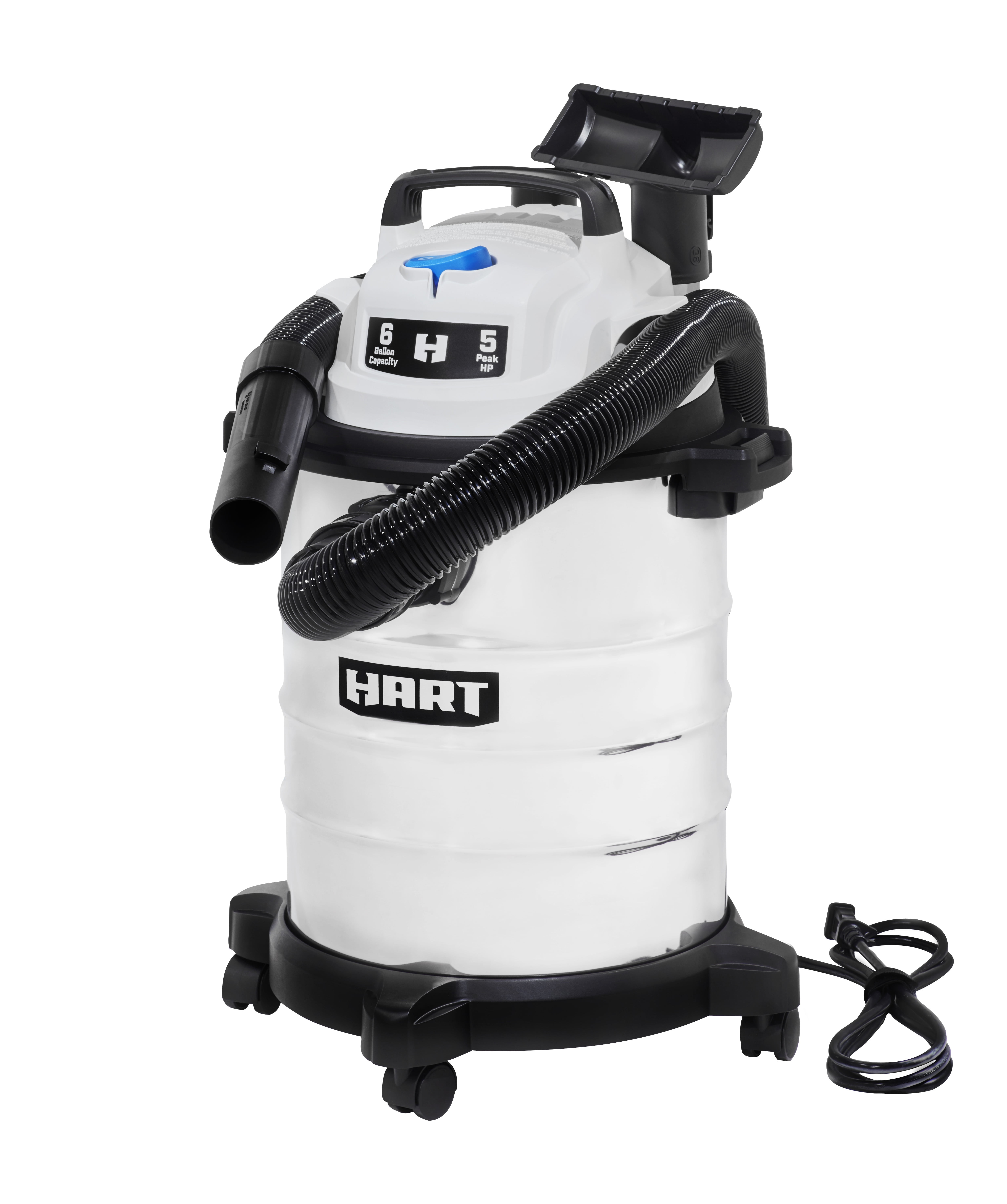 HART 6 Gallon 5 Peak HP Stainless Steel Wet/Dry Vacuum with Cartridge Filter, VOC608S 3702