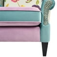 thumbnail image 3 of Anya Boho Chic Wingback Accent Chair Floral & Leopard Blue & Lavender Purple, 3 of 10