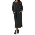thumbnail image 3 of Frontwalk Women Maxi Dress Long Sleeve Sweatshirts Dresses Solid Color Ladies Casual Crew Neck Dark Gray 2XL, 3 of 7