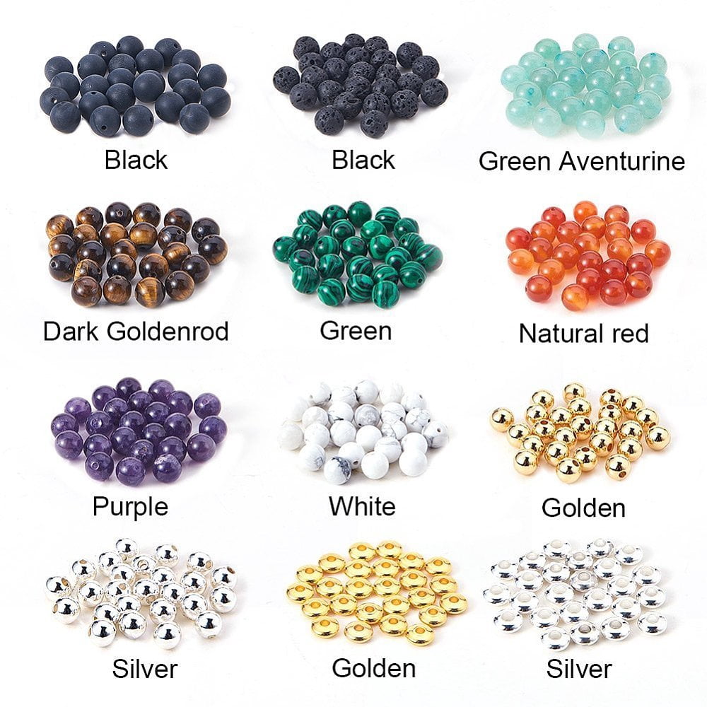 Natural Gemstone Beads Brass Spacers Beads with Strong Stretchy Beading Elastic Wire Iron Big Eye Beading Needle 8mm Hole: 1mm diy