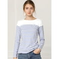 thumbnail image 2 of CamiseDe ManLarPaMujer bloque de colorrayas triple color simple Azul claro L, 2 of 6
