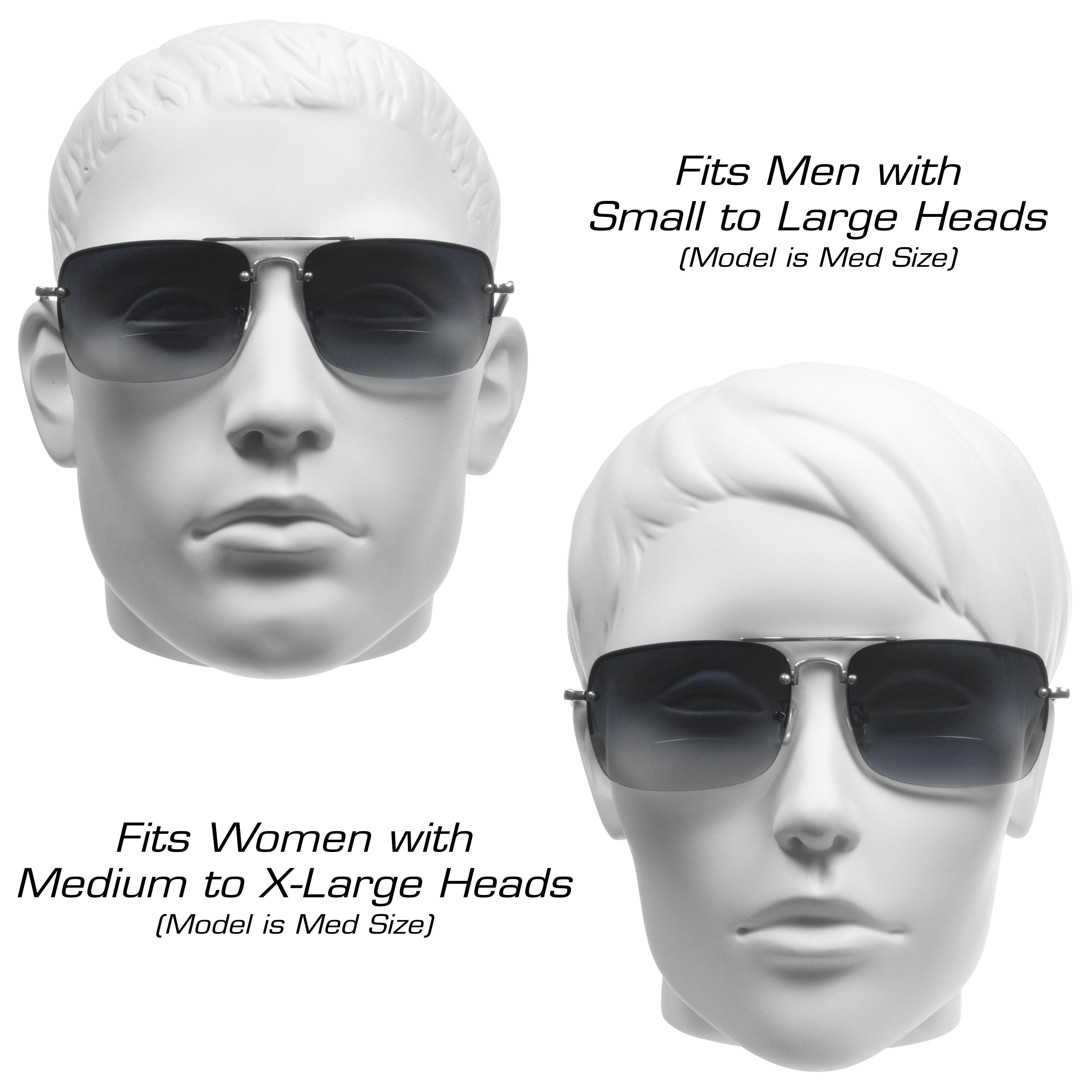 proSPORT Aviator Bifocal Reading Sunglass Reader Gunmetal Frame Gradient Smoke Lens Men Women 2 Pairs
