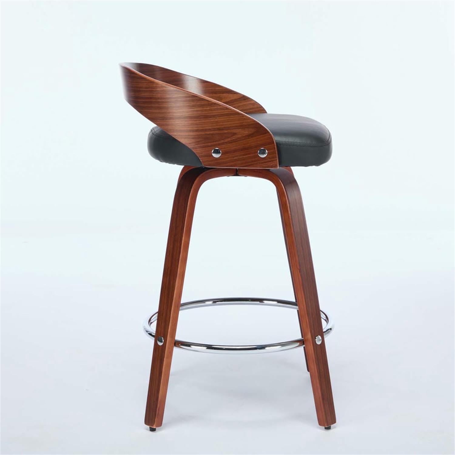 Demi Bonn 30" Counter Height Bar Stools Set of 2, Upholstered Swivel Barstools with Back, Kitchen Island Countertop Chairs for Dining Room, Black