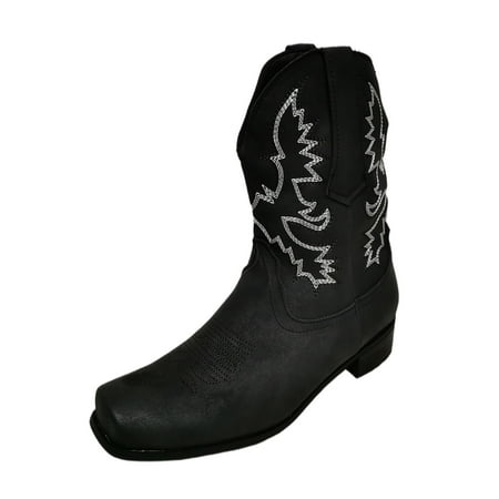 

Eloshman Cowgirl Boots for Women Wide Width Pull On Western Cowboy Boots Black 6