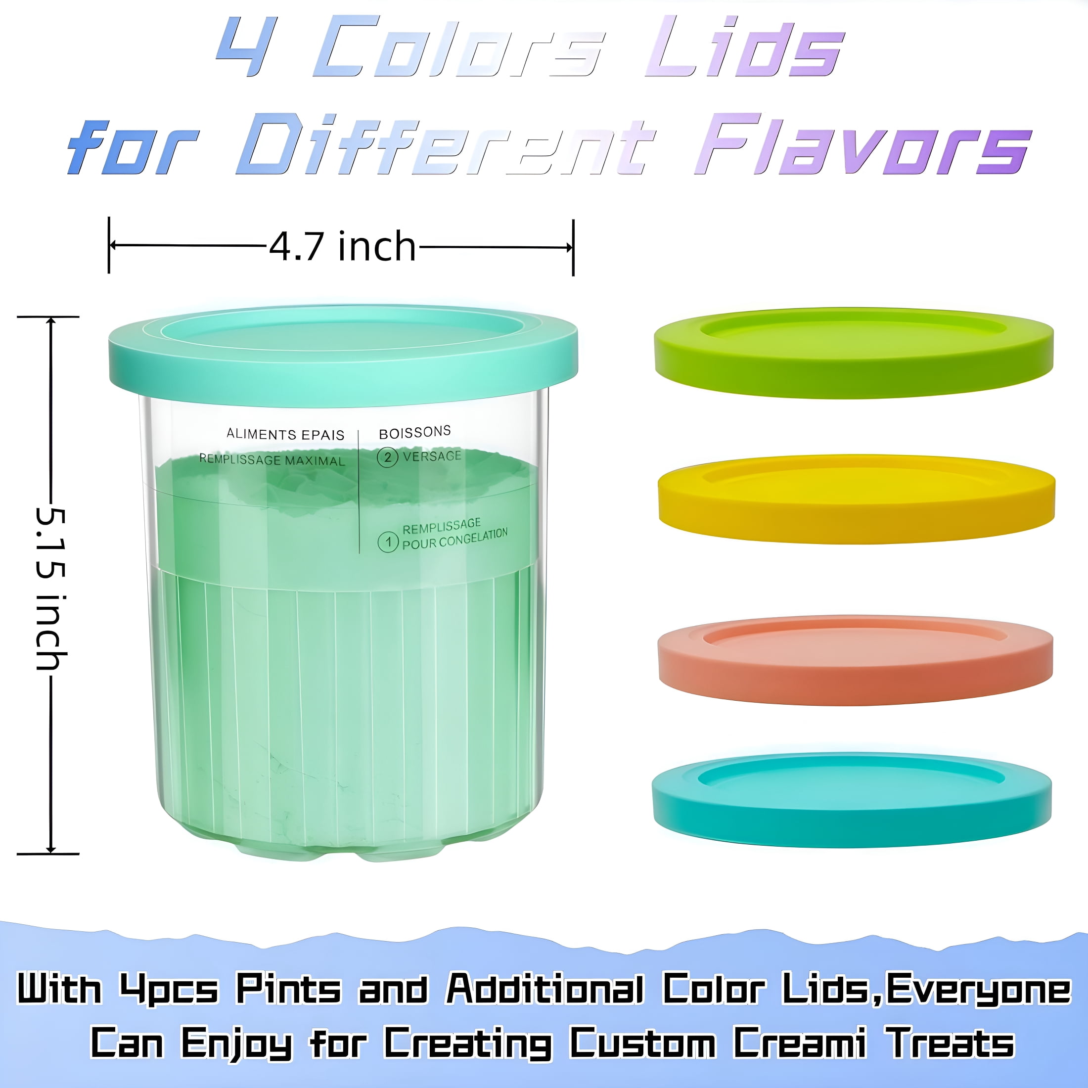 ACDANC 2026 New Compatible 24Oz Pints and Lids,Bpa-Free,Dishwasher Safe Ice Cream Containers,11-In-1 Xl Family Size Storage Containers for Ice Cream Maker for Freezer, Kitchen, Party, Dessert Storage