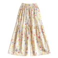 thumbnail image 5 of Arlun Womens Wide Leg Pants 2026 Summer Floral Print Elastic High Waist Palazzo Pants Boho Style Splicing Pleated Loose Lightweight Flowy Travel Vacation Trousers for Daily Wear 1-Beige XL, 5 of 5