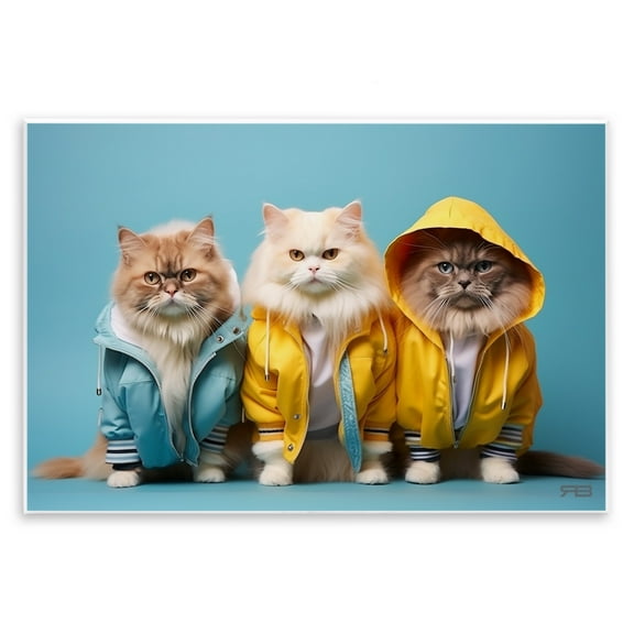 Stupell Industries Funny Stylish Cats Animals & Insects Painting Unframed Art Print Wall Art, 15 x 10