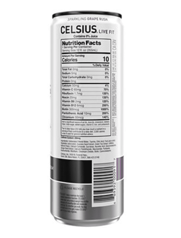 Celsius Live Fit Energy Drink - Grape Rush (12 x 12 Fl Oz., Sugar-Free)