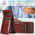 thumbnail image 5 of Phone Case for Samsung Galaxy S10 with Tempered Glass Screen Protector and Credit Card Holder Wallet Cover Stand Leather Cell Accessories Glaxay S 10 Edge Gaxaly 10S GS10 X10 Cases Women Brown, 5 of 7