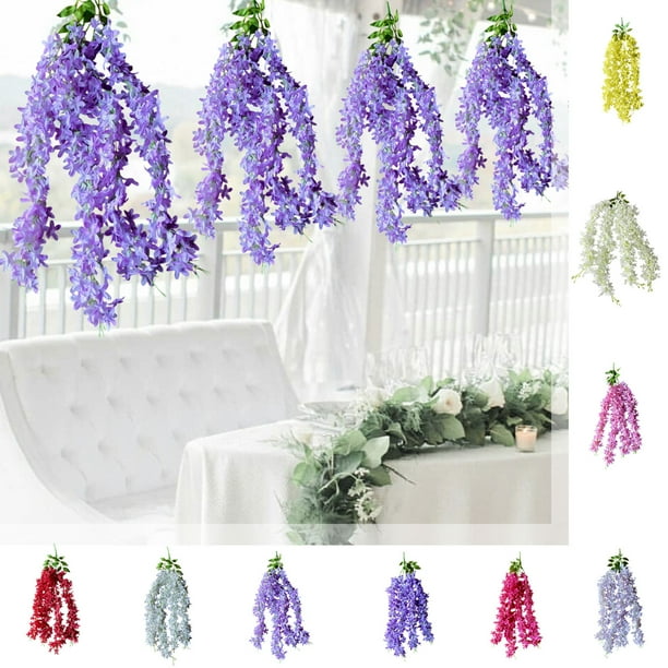 Guirnalda de Flores Artificiales de Color Lila | Arco de Plástico de 80 Cm para Decoración de Bodas | Vides Colgantes Multicolores para Decoración de Fiestas En Casa, Oficina