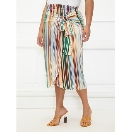 ELOQUII Elements Women's Plus Size Printed Srong Midi Skirt