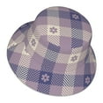 thumbnail image 3 of Easygdp Purple Floral Gingham Check Plaid Double-Sided Reflective Fisherman Hat for Outdoor and Night Walking, Unisex, 3 of 9
