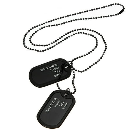 - Military Style Pendant Necklace Black Dog Tags Chain Men Pendant Necklace Tracking
