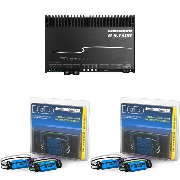 Audiocontrol D-5.1300 High Power DSP Multi-Channel Amplifier With Accubass with 2 Pairs AudioControl AC-LGD Load generating devices for AudioControl processors