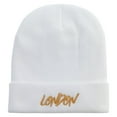 thumbnail image 5 of London Script Embroidered 12 Inch Long Knitted Beanie - White OSFM, 5 of 5