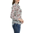 thumbnail image 5 of MODA NOVA Juniors Ruffle Collar Long Sleeve Button Down Floral Shirt Light Blue XL, 5 of 7