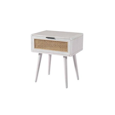 Boraam Wood Cambria End Table - Zebrano Whitewash/Natural Cane Finish