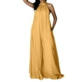 thumbnail image 2 of ZAZYULZ Summer Jumpsuit Women's Sexy Summer Jumpsuit Neck Sleeveless Chiffon Wide Leg Long Pant Jumpsuit Romper(Yellow,M), 2 of 8