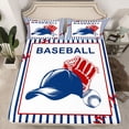thumbnail image 2 of Feelyou Retro Baseball Hat Queen Sheet Sets, Blue Stripes Lines Bed Set, 4pcs, 2 of 7