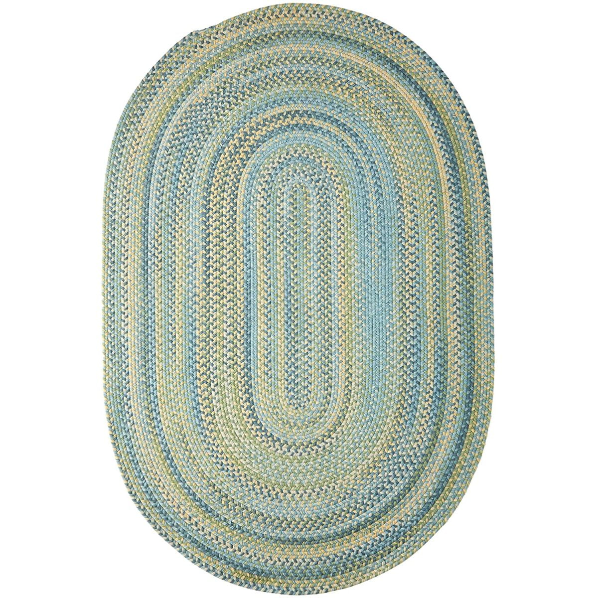 Blue and Green Reversible Oval Area Throw Rug Sample
