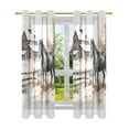 thumbnail image 6 of Horse Farmhouse Semi Sheer Curtains 2 Panels Faux Linen Voile Sheer Drapes for Office Living Room 63x42in, 6 of 7