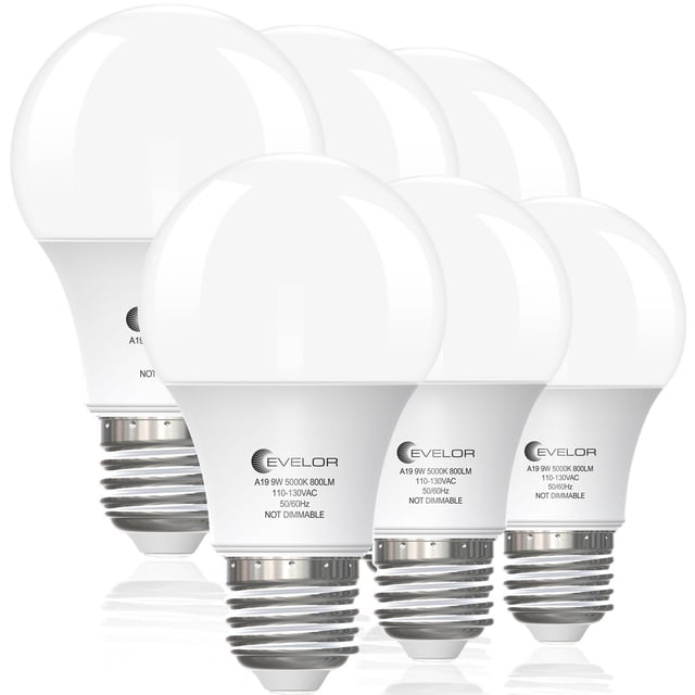 Bombillas LED Evelor A19 9W 800 lm 5000 K E26 110 V