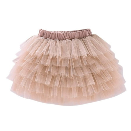 

LWZWM Boho Skirts for Girl Western Dress Dance Net Yarn Tulle Princess Skirt Baby Shower Gifts Khaki 13-14 Years