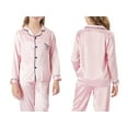 thumbnail image 6 of Big Girls Pajamas Size 10 - Quality Satin Cute Cat Long Sleeve Loungewear Pink, 6 of 7
