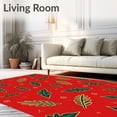 thumbnail image 2 of ODIKA 4'x6' Machine Washable Non-Slip Area Rug, Modern Interlocking Christmas Ornaments and Holly Leaf High Traffic Rug with Pad, Red, 655914, 2 of 8