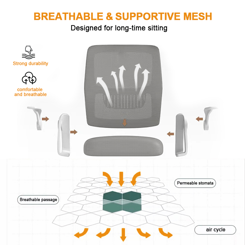 WXJHL Home Office Chair Ergonomic Desk Chair Breathable Mesh Chair High Back Desk Chair with Adjustable Height,Swivel Chair with Flip-Up Arms and Lumbar Support (Gray)