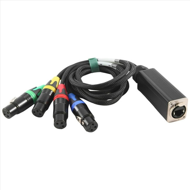 Conexión de Estudio y Escenario de Red Múltiple XLR de 4 Canales y 3 Pines, Cable XLR Macho y Hembra Audio de Escenario RJ45 (NE8F-S4F)