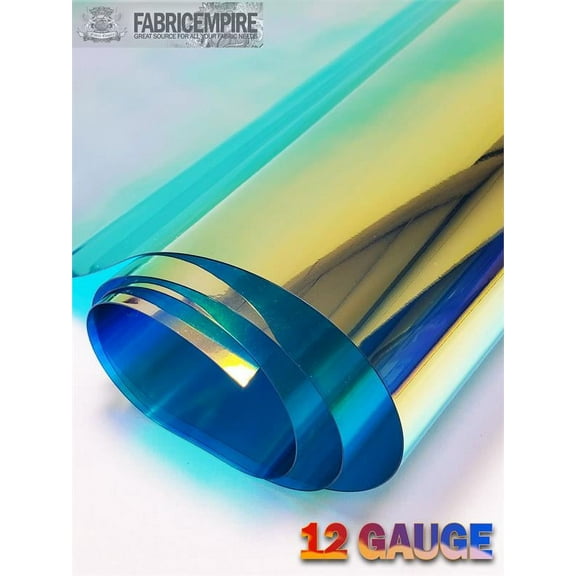 12 Gauge Metallic Transparent Hologram Blue Plastic Vinyl Fabric 38" Wide Sold By The Yard